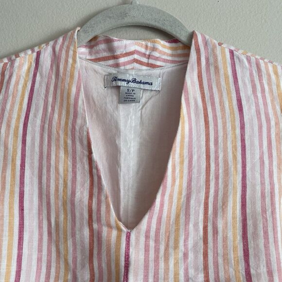 Tommy Bahama Linen Dress Sleeveless V-Neck Pink Dress Size Small Preppy Boat - Picture 2 of 10